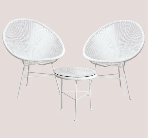  Set 2 sedie & 1 tavolo New Acapulco White Bianco Opaco Polietilene – Acciaio