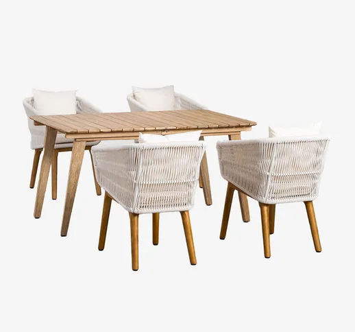 Set tavolo allungabile in legno (150-200x90 cm) Naele e 4 sedie da pranzo Barker Gardenia...