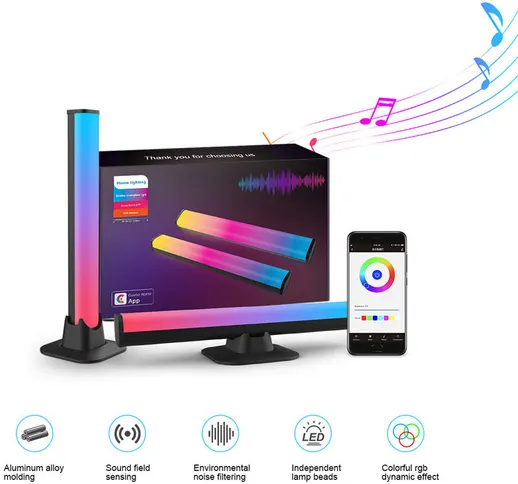 Bleosan - Smart led Lamp (2 pcs), Music Sync Mood Light, rgb Bluetooth Bar app controllata...