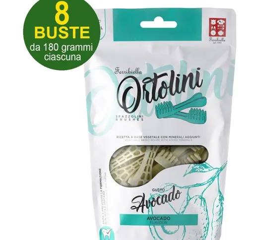 Snack spazzolini per cani Ortolotti gusto avocado misura Small 8 buste da 180 g ciascuna