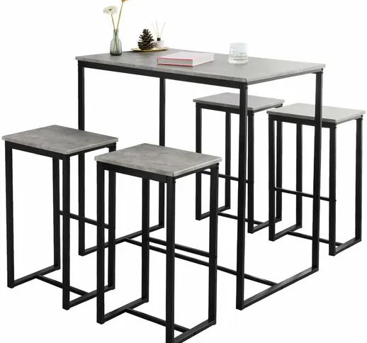 SoBuy Set 5 Pezzi Tavolo con 4 sgabelli Mobile Bar per casa Stile Industriale L100*P60*A96...