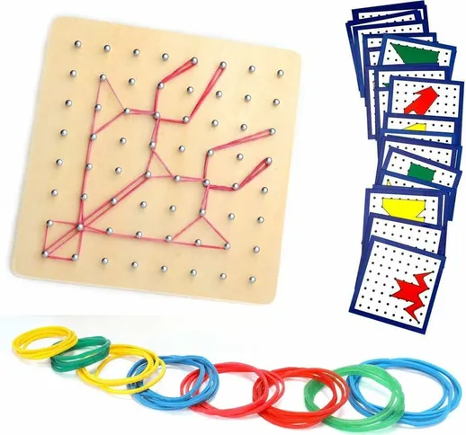 Geoboard in legno Set Geometry Board Giocattoli in legno Montessori per bambini e adulti,...