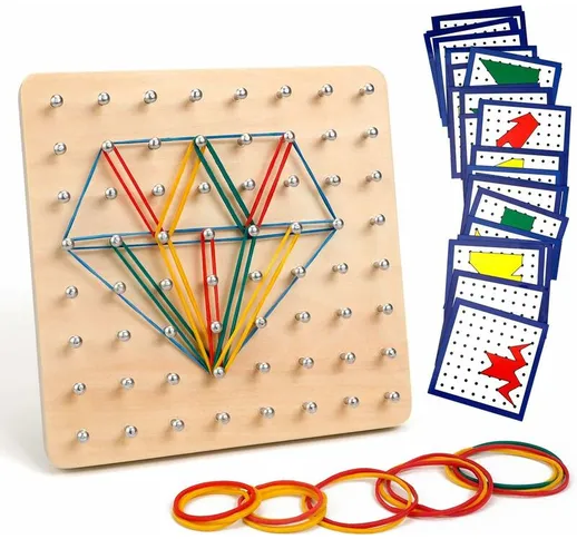 Geoboard Set Geometry Board Giocattoli in legno Montessori per bambini, ispirano l'immagin...