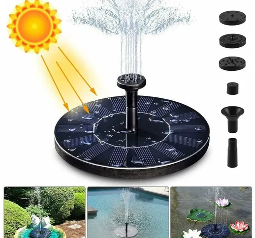  Pompa per fontana solare, pompa dell'acqua solare da 1,4 W 150 L / h (massimo 70 cm) + 4...