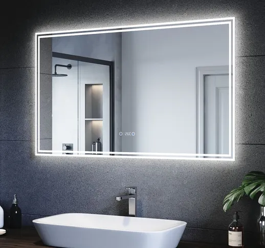 Specchio Bagno Retroilluminato con Luce e Bluetooth Versione 5.0 120x70 cm,Display per Oro...
