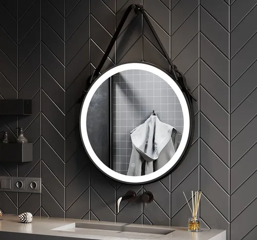 Specchio da bagno Rotondo led Illuminazione Touch Anti-Fog Parete Specchio da bagno 60cm -...