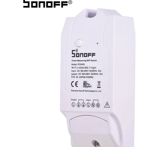 Sonoff Pow R2 WiFi Wireless Smart Switch Smart Home Wifi Remote Controller 15A Funziona co...