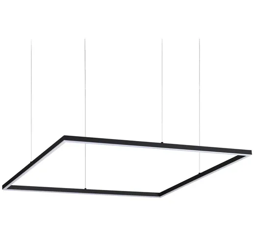 Sospensione Quadra 90X90 Cm Led 51W 3000 k Alluminio Nero Serie Oracle Slim - Nero