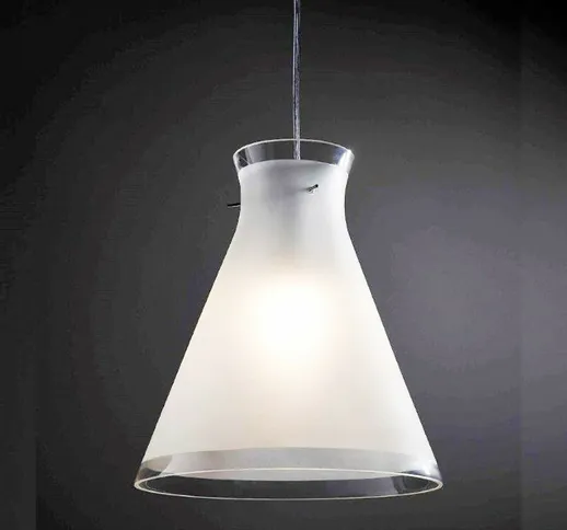 Illuminando - Sospensione billy sp g 30cm e27 led lampadario moderno vetro bianco cono int...