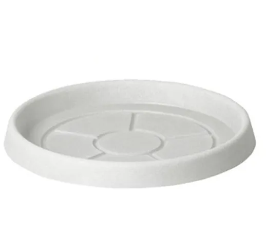 Sottovaso ''Tondo Classic'' in plastica per vasi da interno ed esterno -22 cm / Bianco