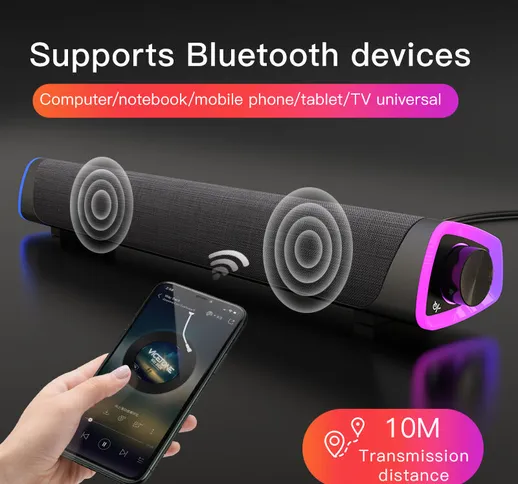 Soundbar surround 3D Altoparlante Bluetooth 5.0 Audio surround stereo a 360 ° Altoparlante...