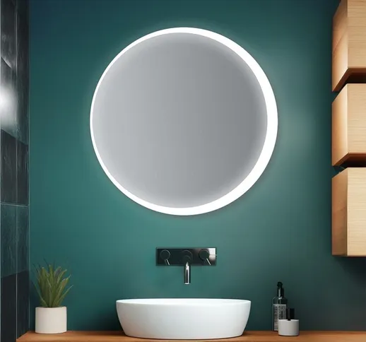 Inbagno - Specchio bagno retroilluminato tondo D. 70 cm con cornice a LED