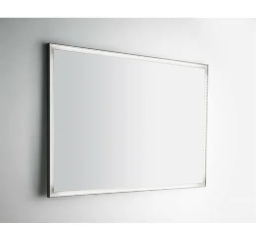Specchio bagno a led 100x70 cm con cornice > Cromo lucido > Con specchio ingranditore > Co...