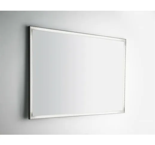 Specchio bagno a led 100x70 cm con cornice > Simil argento > Senza specchio ingranditore >...