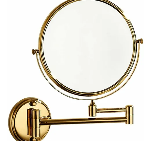 Specchio cosmetico in ottone a parete da 8 pollici con ingrandimento 3x (oro)