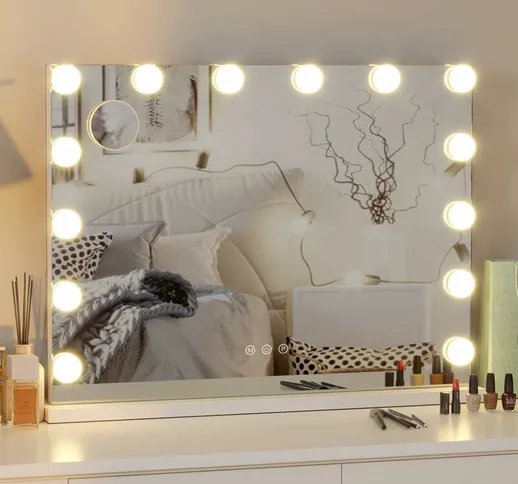 Specchio cosmetico per il trucco dimmerabile a 14 LED Hollywood Mirror con illuminazione 1...
