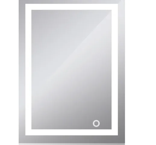 Wyctin - Specchio da bagno a LED bianco freddo da 50 * 70 cm con pulsante a sfioramento