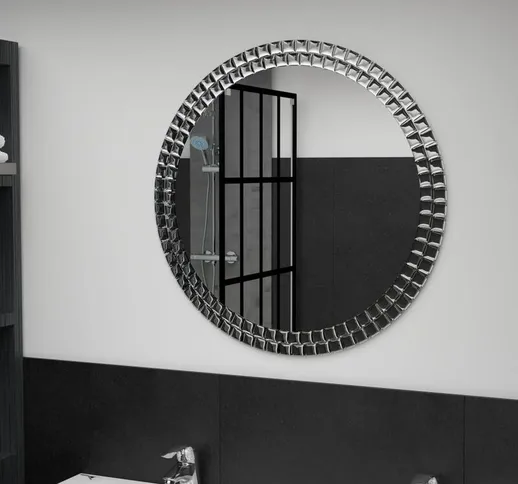 Happyshopping - Specchio da Parete Argento 70 cm in Vetro Temperato