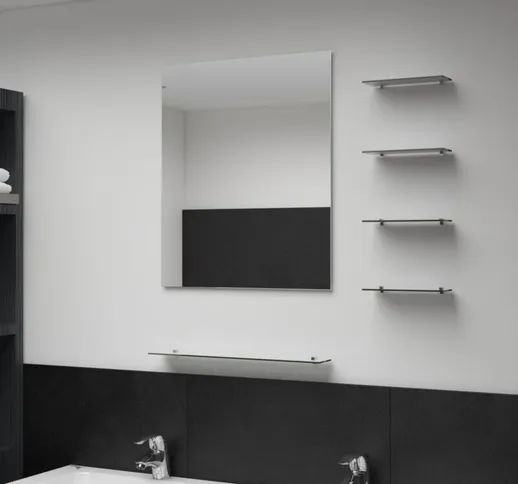 Specchio da Parete con 5 Mensole Argento 50x60 cm