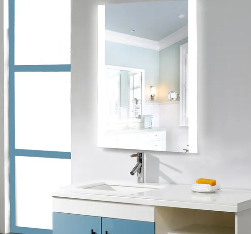 Skecten - Specchio da parete di design Specchio illuminato a LED per bagno bianco freddo 7...