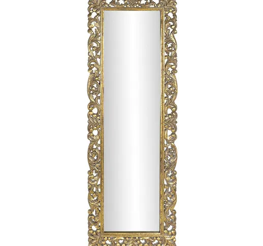 Specchio da parete Dkd Home Decor 60 x 3,5 x 180 cm Cristallo Dorato Legno di mango