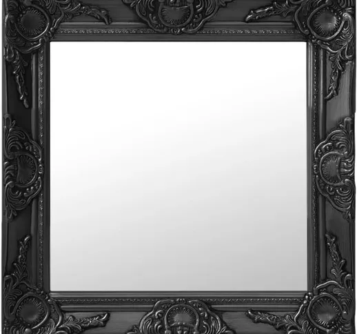 Specchio da Parete Stile Barocco 50x50 cm Nero