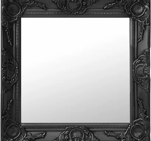vidaXL Specchio da Parete Stile Barocco 50x50 cm Nero - Nero