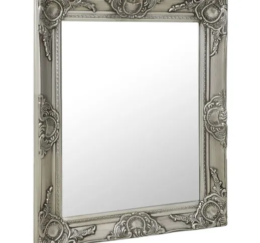 vidaXL Specchio da Parete Stile Barocco 50x60 cm Argento - Argento