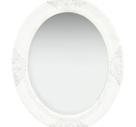 vidaXL Specchio da Parete Stile Barocco 50x60 cm Bianco - Bianco