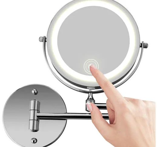 Specchio per il trucco a parete, specchio per il trucco illuminato a LED 10X ingrandimento...
