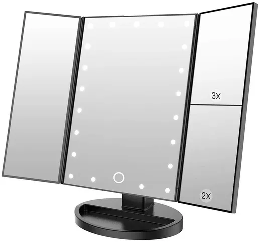 Zqyrlar - Specchio per il trucco con 22 luci Specchio per il trucco a LED con ingrandiment...