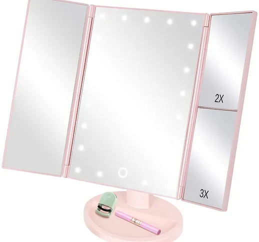 Zqyrlar - Specchio per il trucco con 22 luci Specchio per il trucco a LED con ingrandiment...