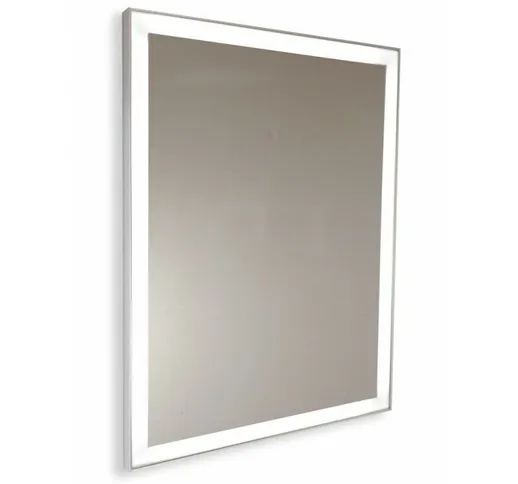 Specchio retroilluminato su misura e cornice in alluminio satinato > fino a 90 cm > fino a...