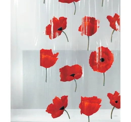 Poppy Collection Poppy, tenda da doccia tessile 180 x 200, 100% poliestere, multicolor