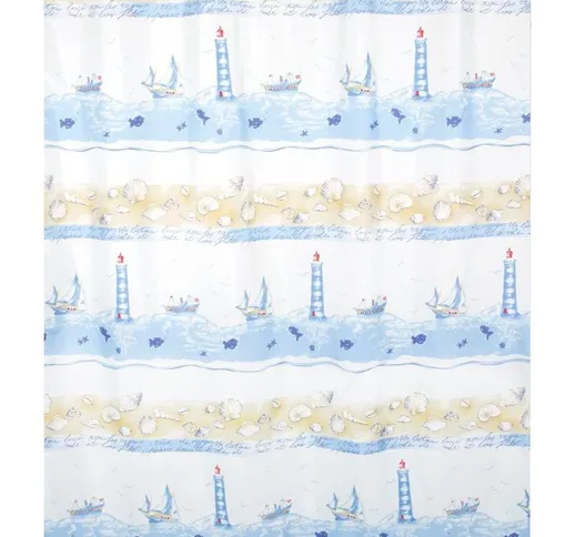 Raccolta della nave Spirella tenda da doccia tessile 180 x 200, 100% poliestere, blu