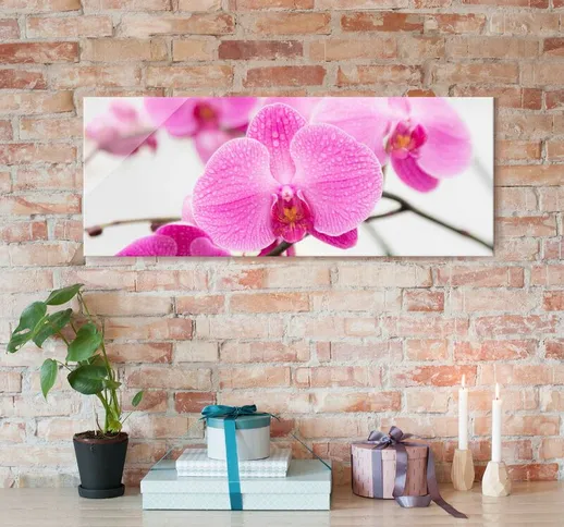 Stampa su vetro - Close-up of orchid - Panoramico Dimensione H×L: 30cm x 80cm