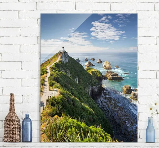 Stampa su vetro - Nugget Point Lighthouse and sea New Zealand - Verticale 4:3 Dimensione H...