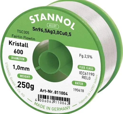 Kristall 600 Fairtin Stagno senza piombo senza piombo Sn96,5Ag3Cu0,5 REL0 250 g 1 mm - 