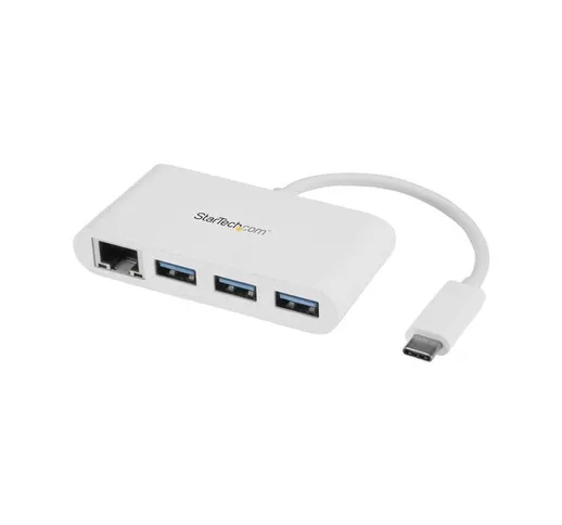 Hub USB 3.0 a 3 porte con Gigabit Ethernet - USB-C a 3x USB-A - Bianco - Startech.com