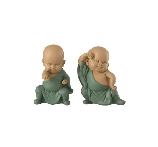 Statuette monaci zen mosse kung-fu con vestito verde cm.11,5h. - Verde