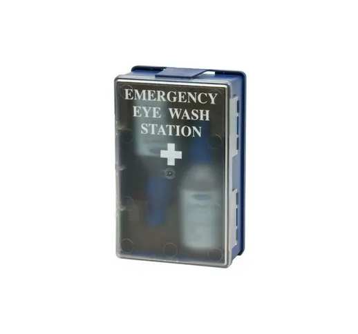 Stazione lavaggio oculare d'emergenza con 2 flaconi di soluzione sterile PH neutro da 250...