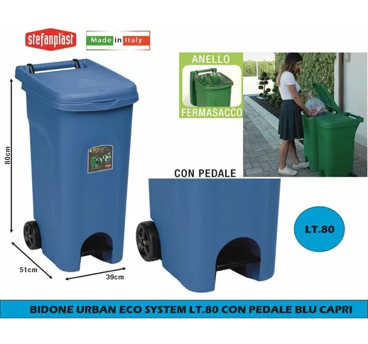 Bighouse It - bidone urban eco system LT.80 con pedale blu capri