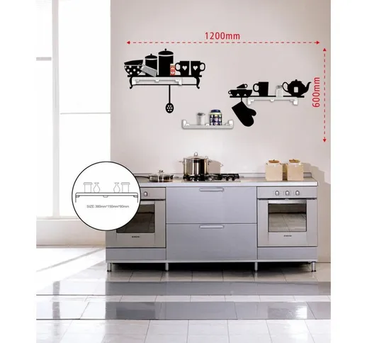 Sticker Da Muro Kitchen Con Mensole Cm 120x60