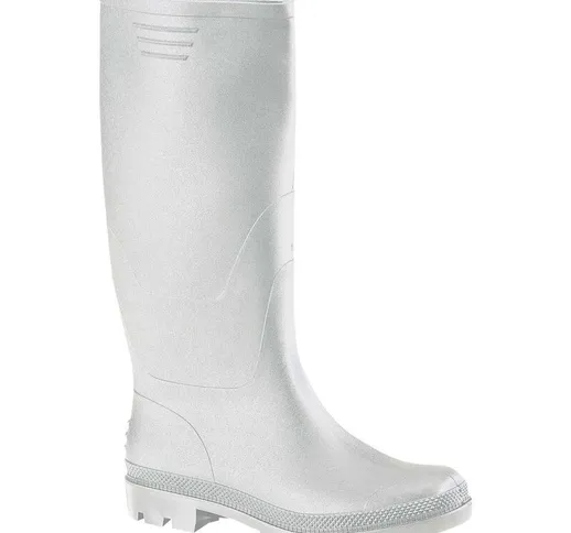 Stivali impermeabili alti altezza ginocchio in pvc Bianco, con suola antiscivolo -45