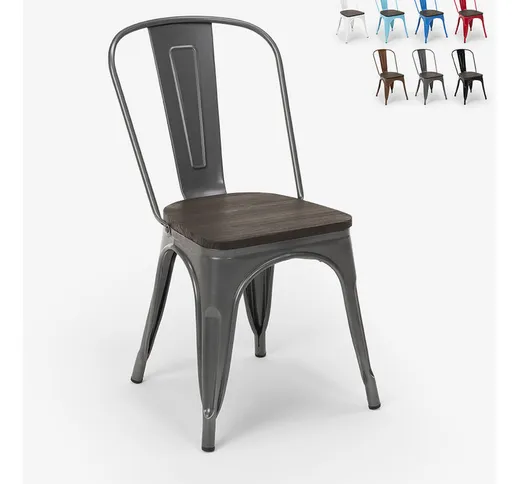 Stock 20 pezzi sedie Tolix Industrial acciaio legno per cucina e bar Steel Wood Colore: Gr...
