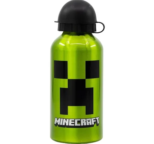 Stor bottiglia in alluminio per bambini da 400 ml minecraft creeper verde Euromic 08880871...
