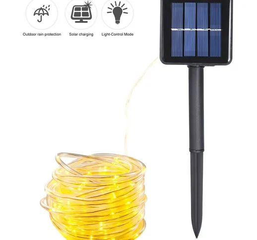 Happyshopping - Stringa luminosa a tubo solare con 8 funzioni tubo trasparente per esterno...