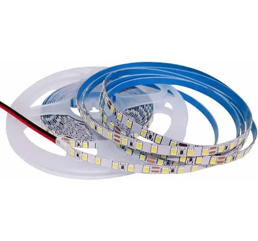 Striscia led 2835 strip bobina 100 watt 10 metri 24 volt 1200 led smd luce calda 3000K ip2...