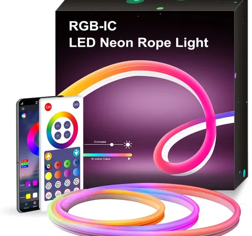 Bleosan - Striscia led Neon 3m Striscia led rgbic Bluetooth con controllo app rgb multicol...