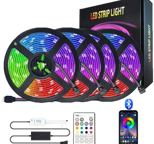 Striscia LED, strisce LED RGB, luci a fascia, controllo app, luce 20m con 600 luci + 23 pu...